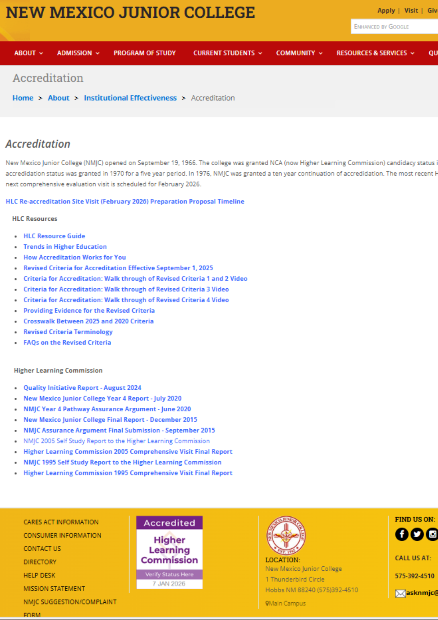 Past Past Accreditation